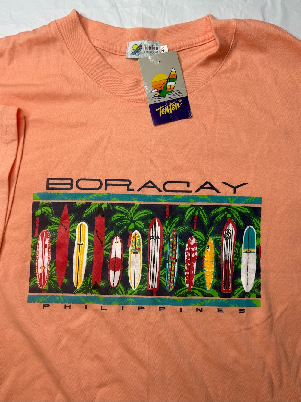 Vintage Ten Ten Boracay Philippines Surfboards Graphic T Shirt 4XL NWT